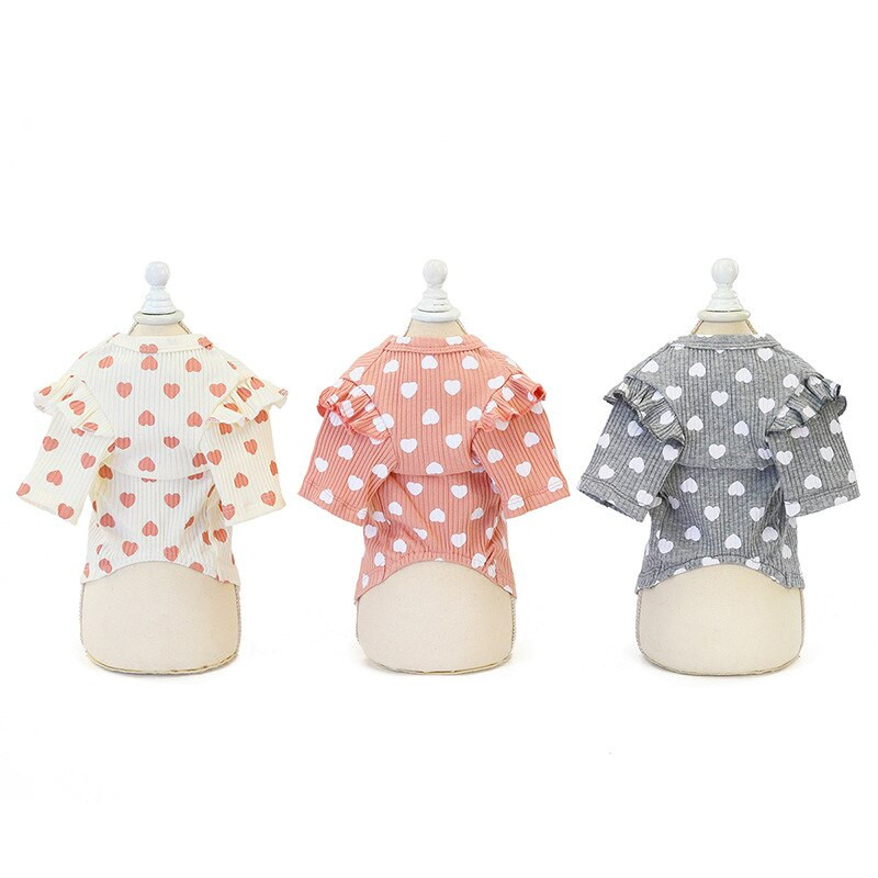 Macskák és kutyák szerelmi nyomatú ruhák Kisállat tavaszi alsó ingek Divat Csipke pólók Kiscicák Kölyökruhák Kiskutyák Ruhák