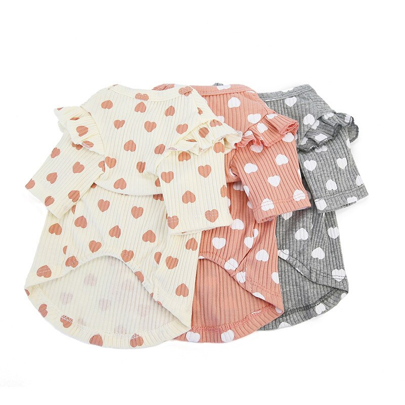 Macskák és kutyák szerelmi nyomatú ruhák Kisállat tavaszi alsó ingek Divat Csipke pólók Kiscicák Kölyökruhák Kiskutyák Ruhák