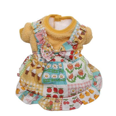 Zimné šaty pre psov a mačky s kvetinovým čipkovaným vzorom, sukňa pre šteniatka, teplý kabát pre psy a mačky