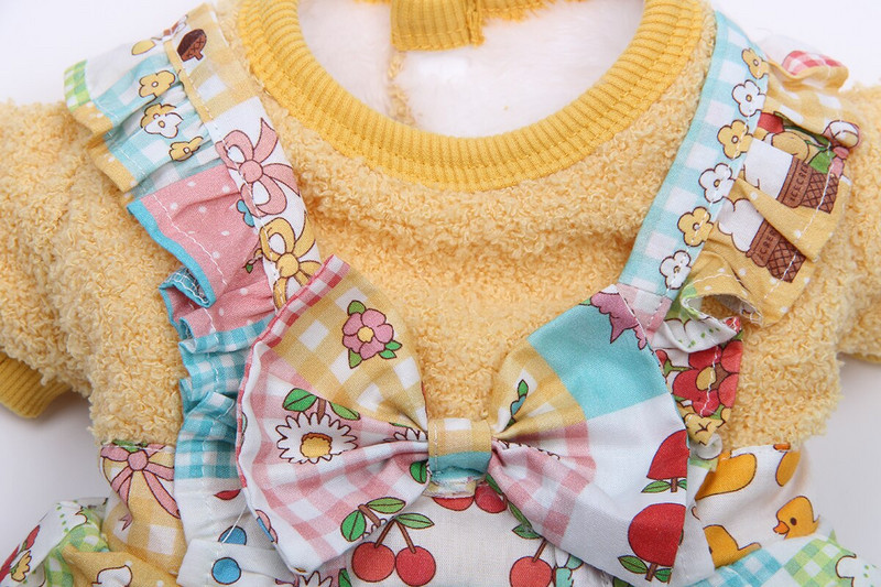 Zimné šaty pre psov a mačky s kvetinovým čipkovaným vzorom, sukňa pre šteniatka, teplý kabát pre psy a mačky