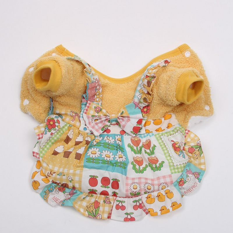 Zimné šaty pre psov a mačky s kvetinovým čipkovaným vzorom, sukňa pre šteniatka, teplý kabát pre psy a mačky