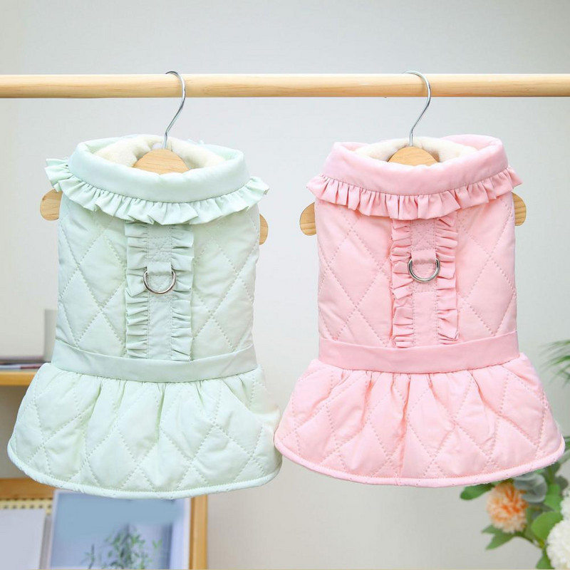 Graži naminių gyvūnėlių suknelė, lėlės apykaklė, šilta, lengva žiema lauke mergaitės šuniukas šuniukas šuniukas drabužiai naminių gyvūnėlių reikmenys