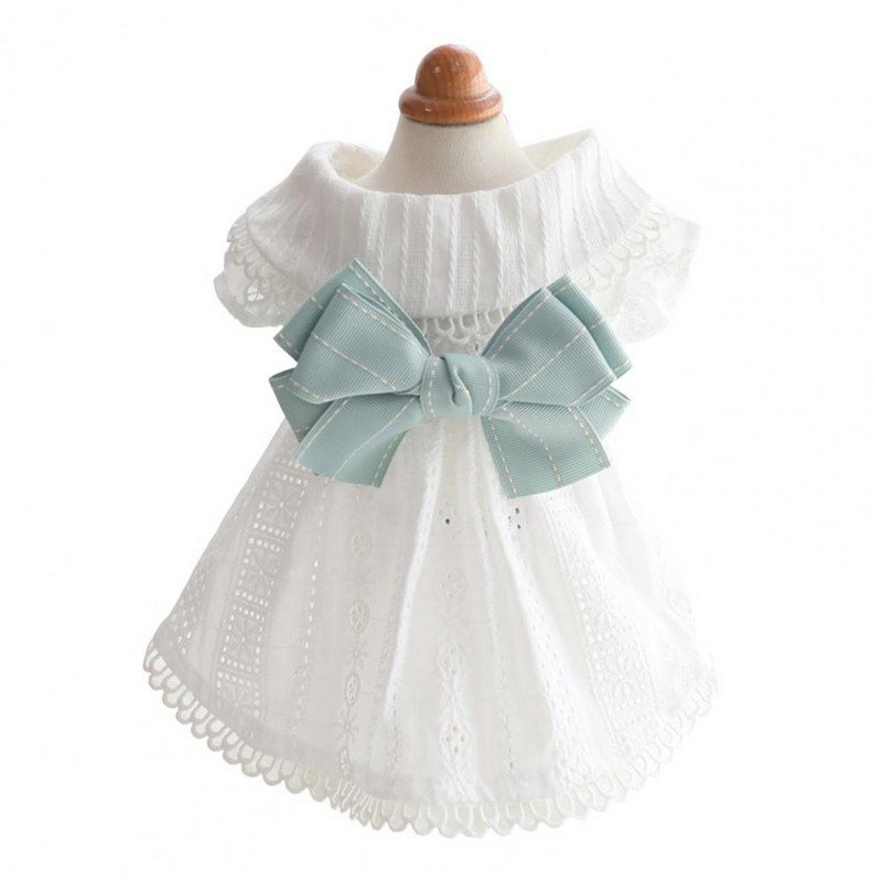 Noble White Dog Peokleit Lemmiklooma kleit vöörisõlmega Disain Dekoratiivne hingav lemmikloomakoerad kassid Varrukateta kleit Printsesskleidid kuumad