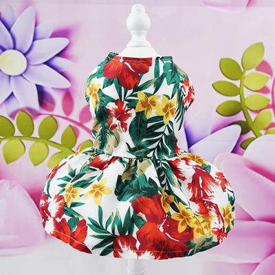 Lemmikloomakleit koertele kassidele armas lilleline suvine kutsikaseelik Printsess lemmikloomakleidid peokleit Väike koeraseelik riietus koerte riided kikilipsuga