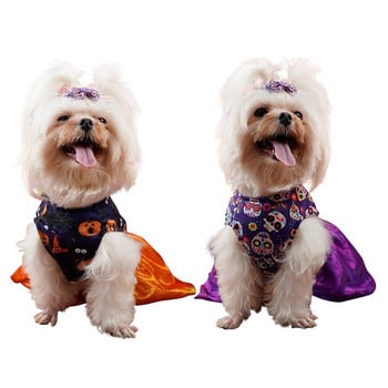 Halloween Pet Dog Φούστα Σκύλος Puppy Cosplay Στολή κολοκύθας Skull Print Στολή κατοικίδιων Αποκριάτικων πάρτι Ρούχα Φανταχτερό φόρεμα