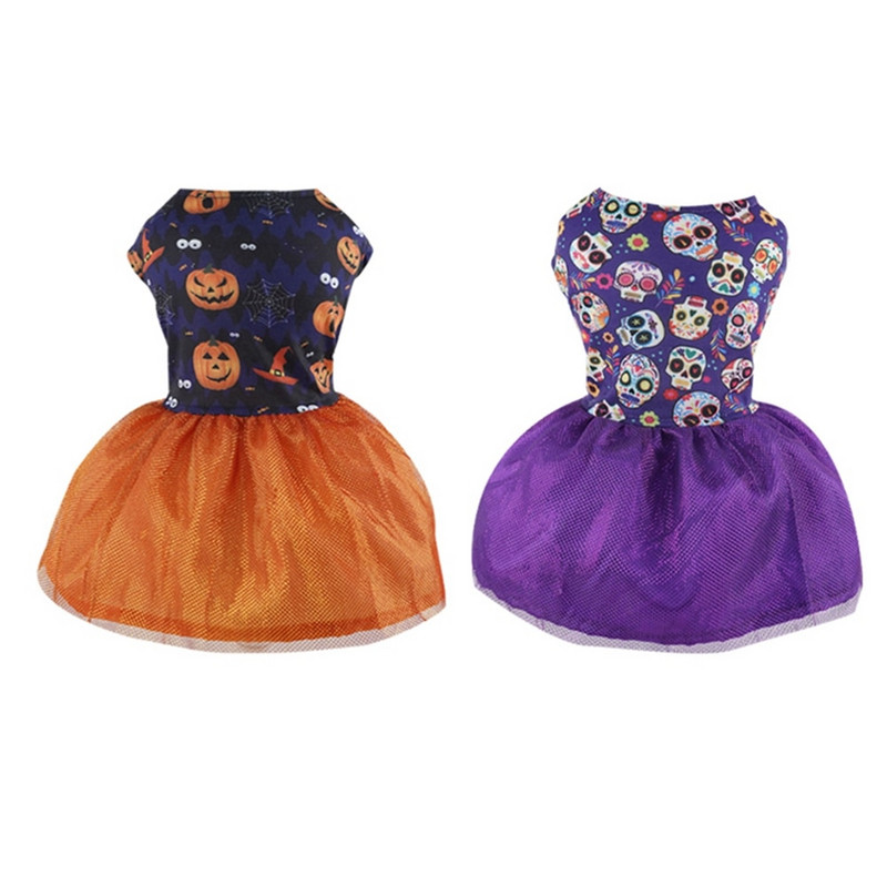 Halloweeni lemmiklooma koerte seelik koera kutsika cosplay kostüüm kõrvitsa pealuu print lemmiklooma kostüüm Halloweeni peoriided uhke kleidi rõivad