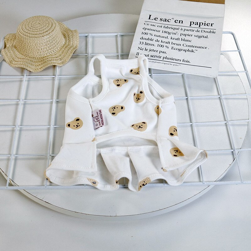 Nouă vară, bumbac, urs, haine pentru animale de companie, fustă pentru pisici, vestă pentru cățeluș, tricou cu bretele pentru urs, rochii pentru câini, rochii pentru câini de talie mică