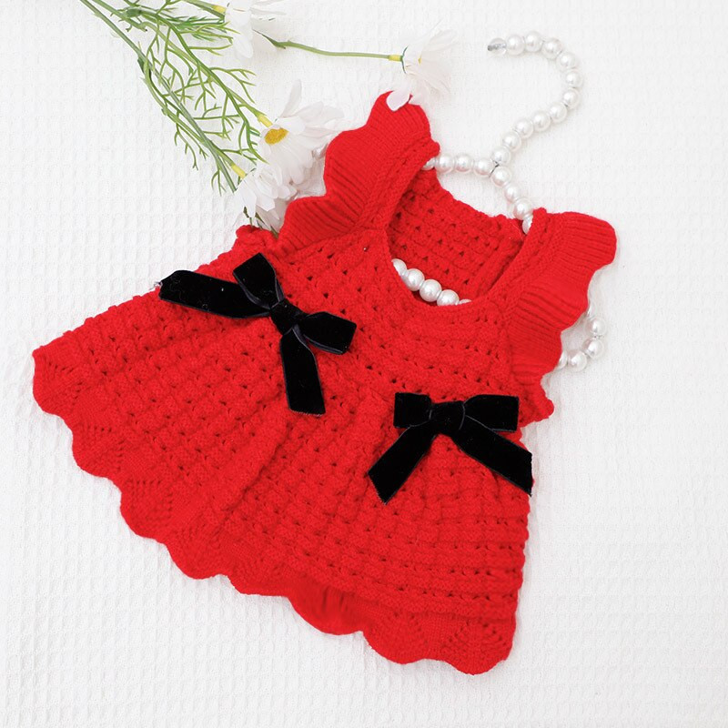 Kutya újév karácsonyi kötött ruha hercegnő ruha aranyos pulóver Teddy Bears pomerániai kiskutya macska téli ruha kutyaruhák