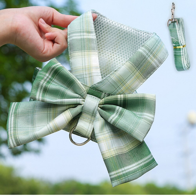 Koera kassi rakmed jalutusrihma komplekt Bowknot Kleidid Kutsika riided väikestele koertele Vest Kleit Riided Teddy Prantsuse buldogi lemmikloomatarbed seelik