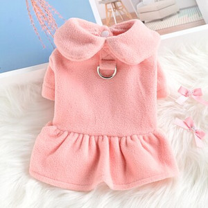 2022 m. Korėjos stiliaus naminių gyvūnėlių drabužiai šunys stora suknelė Žieminiai šunų drabužiai Tractable rudens žieminė naminių gyvūnėlių suknelė Rožinė mergina Mascotas Yorkie