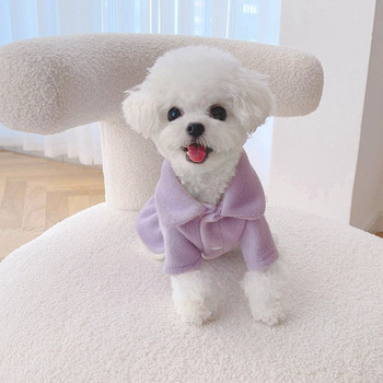 2022 Корейски стил Облекло за домашни любимци Кучета Удебелена рокля Зимни дрехи за кучета Подвижна есенна зимна рокля за домашни любимци Розово момиче Mascotas Йорки