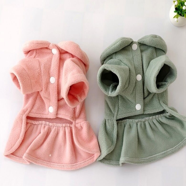 2022 m. Korėjos stiliaus naminių gyvūnėlių drabužiai šunys stora suknelė Žieminiai šunų drabužiai Tractable rudens žieminė naminių gyvūnėlių suknelė Rožinė mergina Mascotas Yorkie