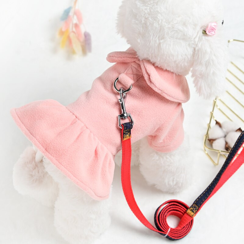 2022 m. Korėjos stiliaus naminių gyvūnėlių drabužiai šunys stora suknelė Žieminiai šunų drabužiai Tractable rudens žieminė naminių gyvūnėlių suknelė Rožinė mergina Mascotas Yorkie