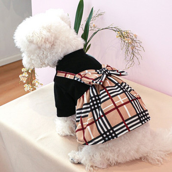 Πουκάμισο σκύλου με παπιγιόν με φούστα ρίγες Μόδα Casual κατοικίδιο καλοκαιρινά ανοιξιάτικα ρούχα Άνετα Μαύρα Λευκά Φόρεμα Γάτας Ένδυση