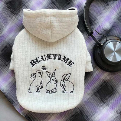 Χειμερινό χαριτωμένο κουνέλι, χαλαρή έκδοση ρούχων για σκύλους με διπλό πάχυνση με κουκούλα με κουκούλα για σκύλους, γάτες για κατοικίδια κουτάβι Schnauzer Poodle ζεστό παλτό για σκύλους