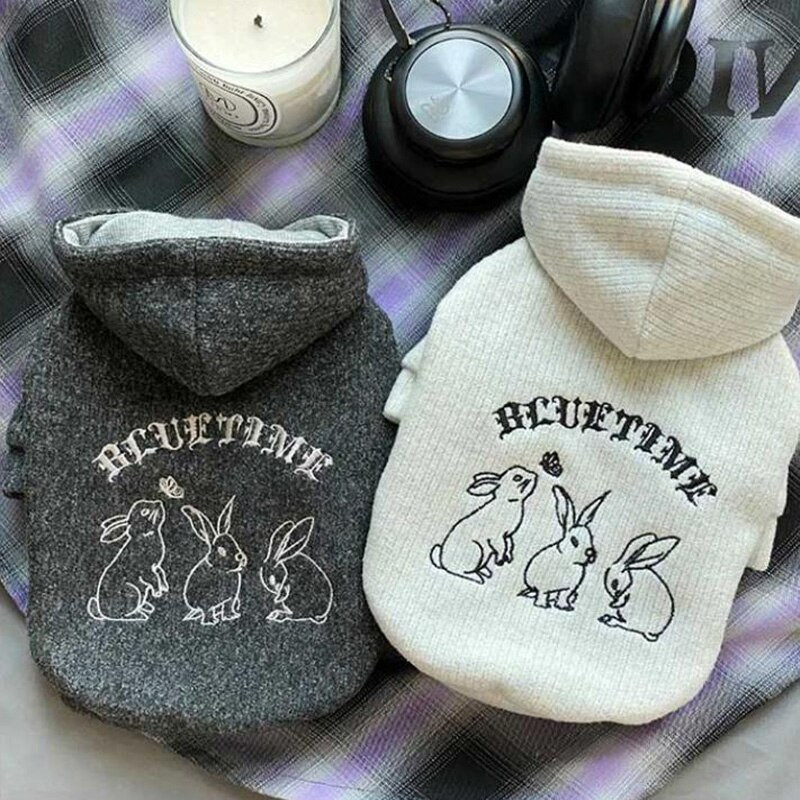 Χειμερινό χαριτωμένο κουνέλι, χαλαρή έκδοση ρούχων για σκύλους με διπλό πάχυνση με κουκούλα με κουκούλα για σκύλους, γάτες για κατοικίδια κουτάβι Schnauzer Poodle ζεστό παλτό για σκύλους