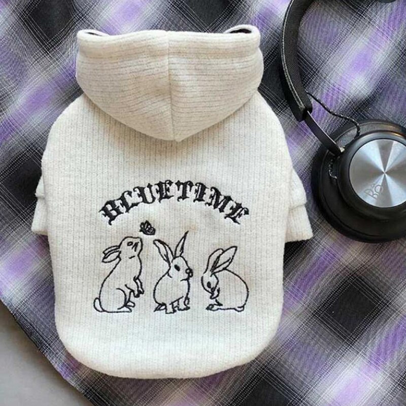 Χειμερινό χαριτωμένο κουνέλι, χαλαρή έκδοση ρούχων για σκύλους με διπλό πάχυνση με κουκούλα με κουκούλα για σκύλους, γάτες για κατοικίδια κουτάβι Schnauzer Poodle ζεστό παλτό για σκύλους