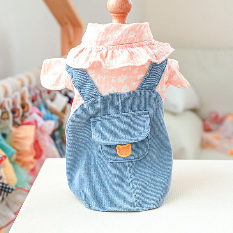 Rochie drăguță ursuleț câine din blugi de primăvară pentru animale de companie Jachetă de jeans cu fustă ținută cățeluș animal îmbrăcăminte pisică îmbrăcăminte Pomeranian Shih Tzu