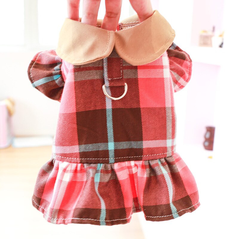 Khaki iskolai kutya fiú lány egyenruha kis kölyök állathoz piros gallér masni ing kisállat ruha ruházat kabát kabát macska XS XL