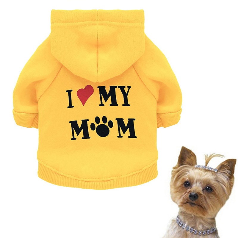 Šunų megztiniai Maži naminių šunų drabužiai Mada I LOVE MY MOM Kostiumas šuniukas Medvilniniai drabužiai mažam ir vidutiniam šuniui Ropa Perro