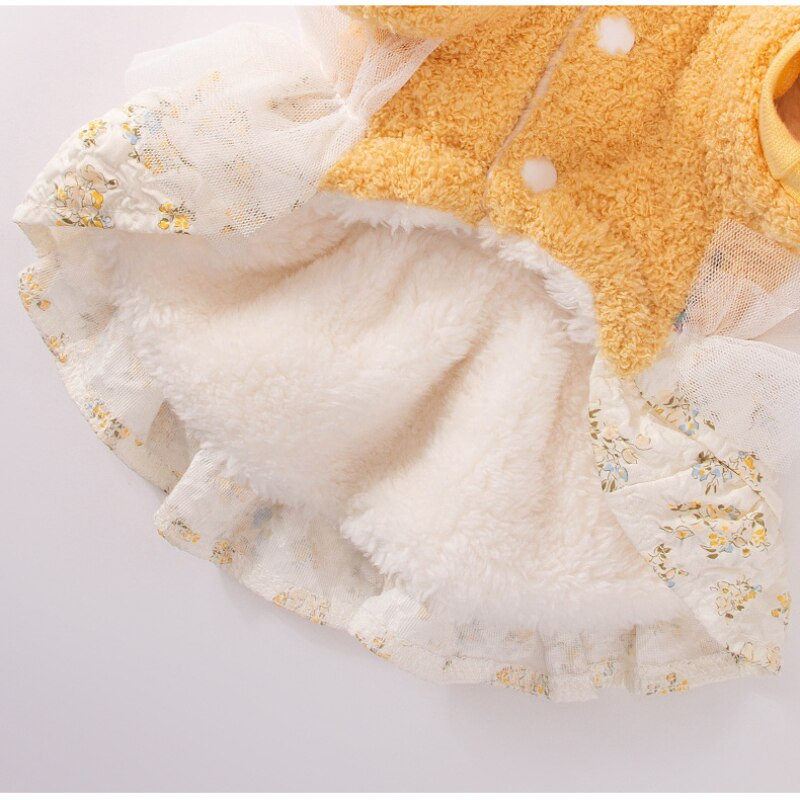 Teplé princeznovské šaty pre domáce zvieratá, jeseň a zima, oblečenie pre stredne veľké a malé psy, módna kvetinová vlnená sukňa, mačiatko, šteňa, roztomilý kabát, yorkshirský pudel