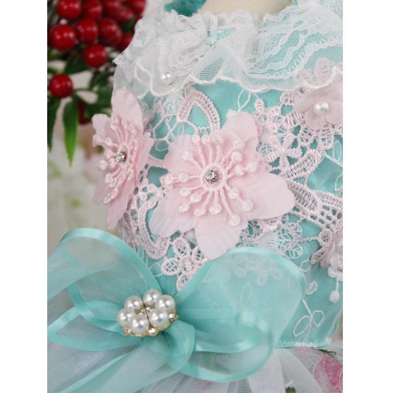 Kutya ruha Luxus kutyák gyomláló ruha hímzés Csipke Tutu gyomláló szoknya nyári ruha Chiwawa ruha esküvői ruhákhoz H8-2