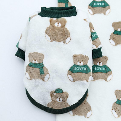 Šilti žieminiai šunų drabužiai Animacinių filmų spauda naminių gyvūnėlių iš arti koralų vilnos megztinis, tinkamas mažiems ir vidutiniams šunims, lauko šuniukų kostiumams