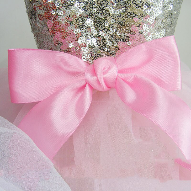 Bling šunų suknelė su blizgučiais, juostelės lankeliai mažiems šunims šuniuko sijonas Prabangi princesė vestuvinė suknelė Vasariniai šunų drabužiai