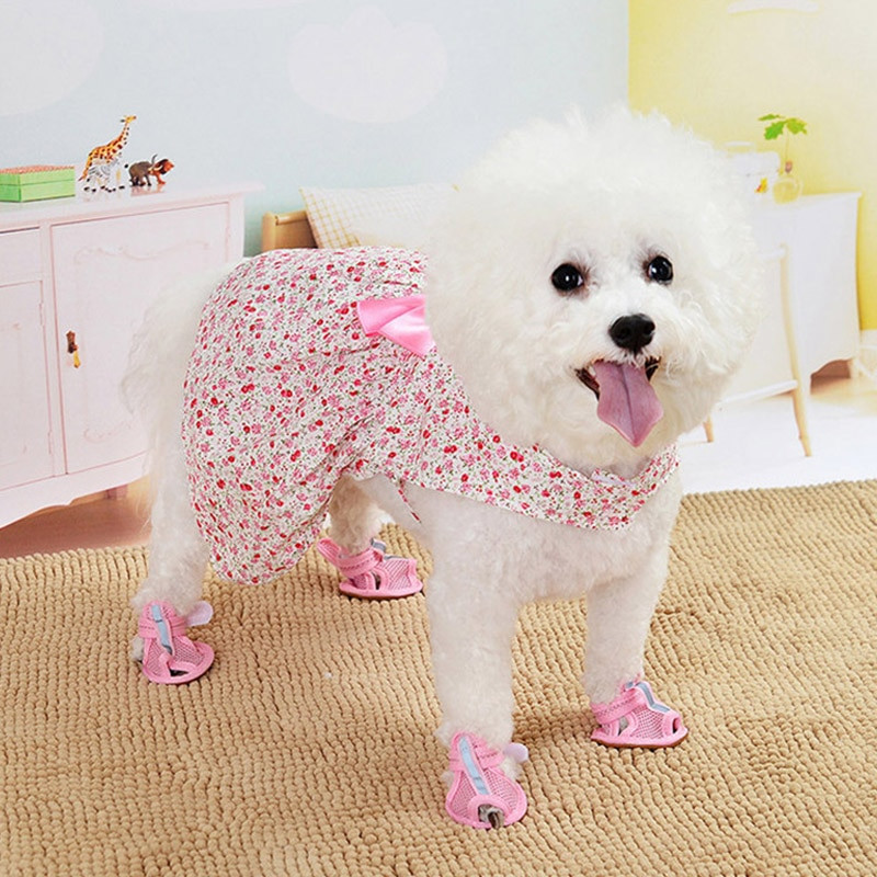 Letné kvetinové mašľové šaty pre psov, svadobné šaty pre čivavu, mopsa, yorkshirského psa, oblečenie pre šteniatka a mačky, oblečenie pre malých psov