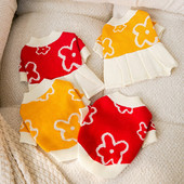 Ručne maľované kvety pre páry, sveter na jeseň a zimu, teplé oblečenie pre plyšových psov, pletené oblečenie s motívom medvedíka, veľkosť XS-XL