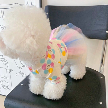 Лятна рокля на принцеса за домашни кучета, розови, памучни дантелени дрехи за кучета за малки кучета, сладка решетка за кученца, малки, средни кучета, луксозна рокля