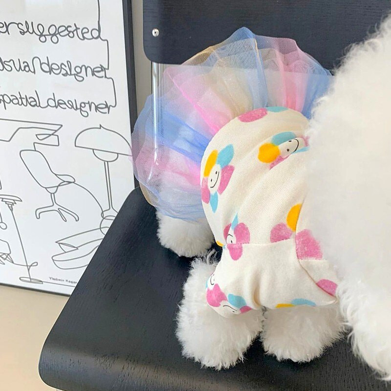 Rochie de prințesă de vară pentru câini de companie roz din bumbac din dantela haine pentru câini de talie mică, grilaj drăguț pentru cățel, rochie de lux