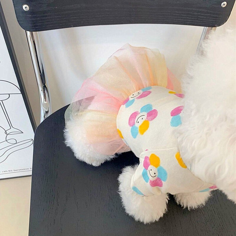 Rochie de prințesă de vară pentru câini de companie roz din bumbac din dantela haine pentru câini de talie mică, grilaj drăguț pentru cățel, rochie de lux