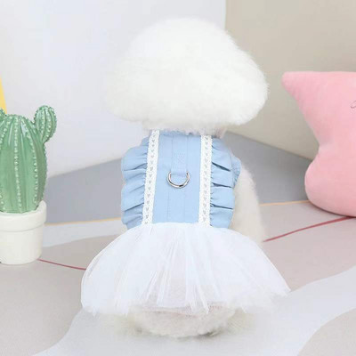 Εκτύπωση ρούχων για κατοικίδια Ανοιξιάτικο και Καλοκαίρι Φόρεμα με λουρί για σκύλους πουκάμισο για γάτα τζιν γιλέκο κουταβιού Φόρεμα με λουράκι στήθους για εξωτερική βόλτα με D-ring