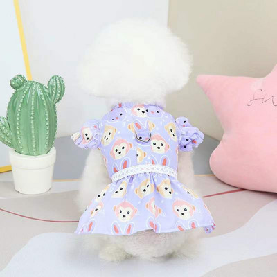 Εκτύπωση ρούχων για κατοικίδια Ανοιξιάτικο και Καλοκαίρι Φόρεμα με λουρί για σκύλους πουκάμισο για γάτα τζιν γιλέκο κουταβιού Φόρεμα με λουράκι στήθους για εξωτερική βόλτα με D-ring