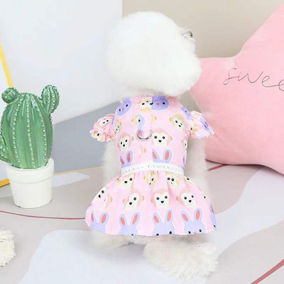 Εκτύπωση ρούχων για κατοικίδια Ανοιξιάτικο και Καλοκαίρι Φόρεμα με λουρί για σκύλους πουκάμισο για γάτα τζιν γιλέκο κουταβιού Φόρεμα με λουράκι στήθους για εξωτερική βόλτα με D-ring