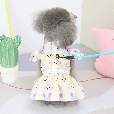 Εκτύπωση ρούχων για κατοικίδια Ανοιξιάτικο και Καλοκαίρι Φόρεμα με λουρί για σκύλους πουκάμισο για γάτα τζιν γιλέκο κουταβιού Φόρεμα με λουράκι στήθους για εξωτερική βόλτα με D-ring