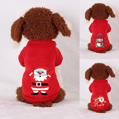 Коледен домашен любимец с качулка Зимен топъл мек поларен пуловер за кучета Риза за кучета Кучешки дрехи за малки кучета Удобно кадифено облекло за кученца