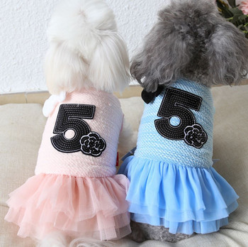 Princess Dog Cat Dress Coat Rose Bows Design Pet Puppy Skirt Есенно/зимно облекло за дрехи 5 размера 5 цвята
