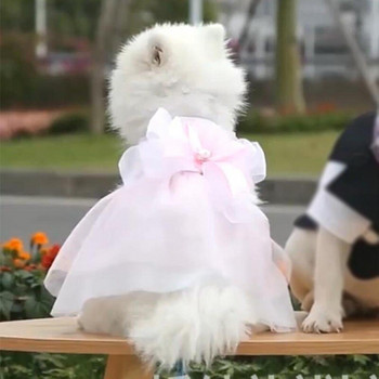 Сватбен костюм за домашни любимци Класическа романтична рокля на принцеса и официална риза Смокинг с папийонка за двойка кучета