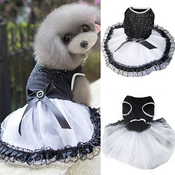 Горещо! Glitter Bow Lace Dog Princess Tutu Dress Bubble Skirt Pet Clothes Puppy Costume кучешки дрехи ropa perro