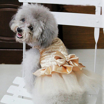 Луксозни принцеси сватбени рокли за кучета за малки кучета Риза с пайети Лятна пролетна рокля Дрехи за кучета за момиче Чихуахуа Облекло за кученца