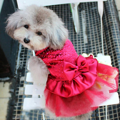 Luxus hercegnő esküvői kutyaruhák kicsi kutyáknak flitteres ing nyári tavaszi ruha kutyaruhák chihuahua lány kölyök ruházatához