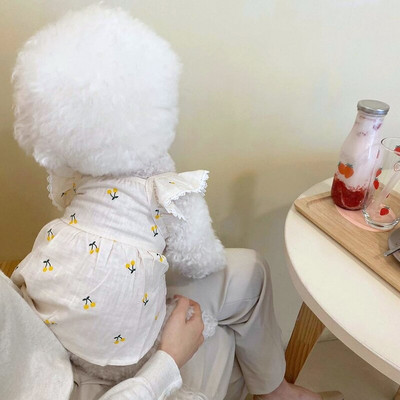Kisállat kutyaszoknya tavaszi nyár vékony kiskutya ruha kisállat gyümölcs ruhák Bichon cseresznye ruhák puha kutyaruhák XS-XL