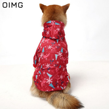 OIMG 2021 Зимни топли дрехи за кучета Коледа Костюм за големи кучета Фестивал Парти Домашни котки Качулки Акита Хъски Модно облекло за кученца