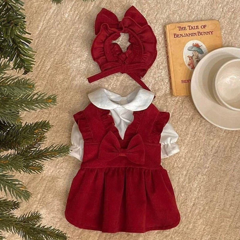 Rochie dulce de prințesă pentru câine mic, toamnă iarnă, haine pentru câini, rochie din velur cu papion, îmbrăcăminte Yorkshire pentru animale de companie Ropa Perro