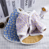 Daisy Cardigan Haine pentru câini Hanoră pentru câini de talie mică Îmbrăcăminte pentru animale de companie Drăguț Toamnă Iarnă Yorkies Print Blue Boy Ropa Para Perro