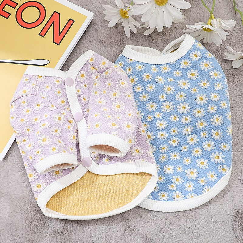 Daisy Cardigan Haine pentru câini Hanoră pentru câini de talie mică Îmbrăcăminte pentru animale de companie Drăguț Toamnă Iarnă Yorkies Print Blue Boy Ropa Para Perro