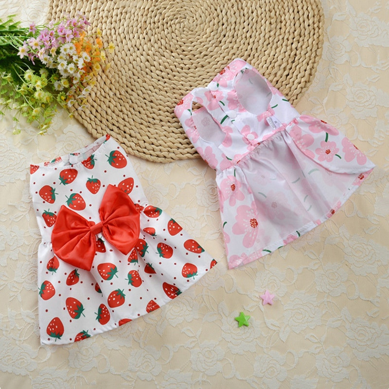 Rochie florală pentru câini Rochie de prințesă cu fundă subțire în stil snap drăguț Mic, proaspăt, dulce, secțiune de primăvară, vară, rochii de mireasă, fustă câine pisică