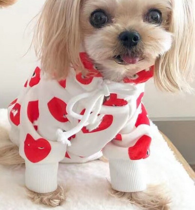 Hoodie u obliku srca Odjeća za pse za kućne ljubimce Modna pamučna odjeća za pse Super mala slatka Chihuahua print Jesen Zima Bijele maskote za dječake